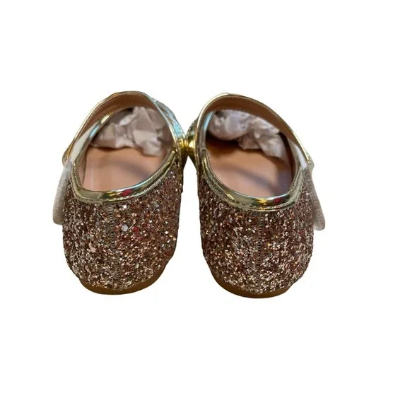 Champagne Gold Glitter Mary Jane Girl Flats Size 11 (29) Little Kid - Picture 4 of 6